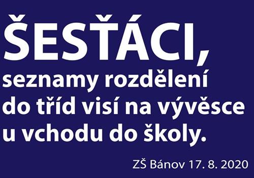 ROZDĚLENÍ ŽÁKŮ ŠESTÝCH TŘÍD